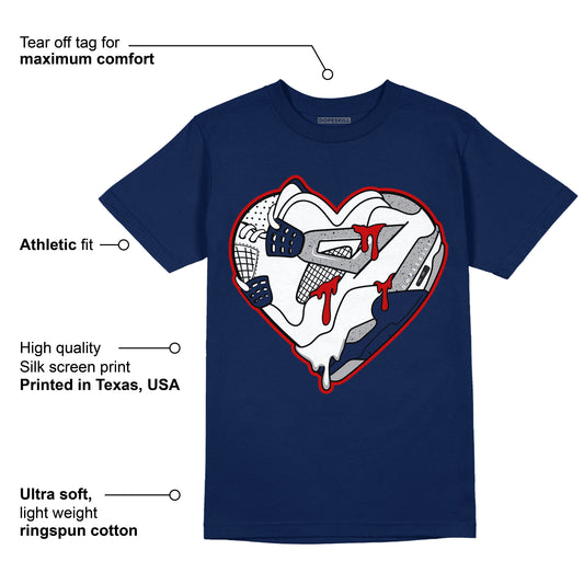 Midnight Navy 4s DopeSkill Midnight Navy T-shirt Heart AJ 4 Graphic