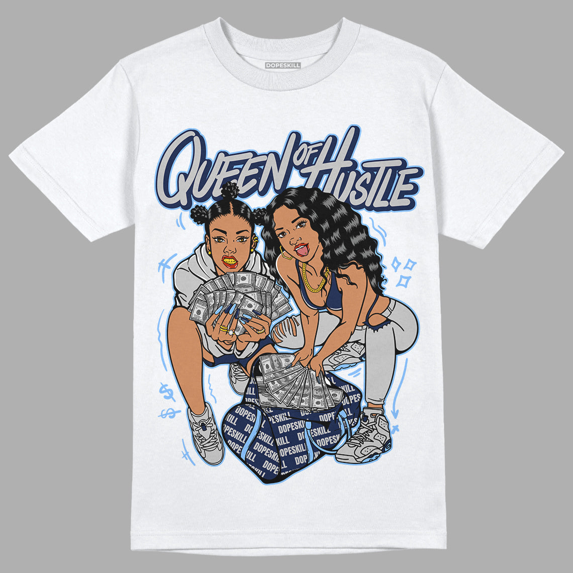 Georgetown 6s DopeSkill T-Shirt Queen Of Hustle Graphic - White