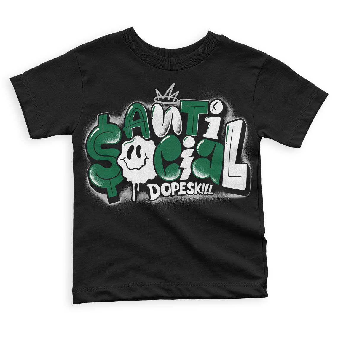 Gorge Green 1s DopeSkill Toddler Kids T-shirt Anti Social Graphic - Black 