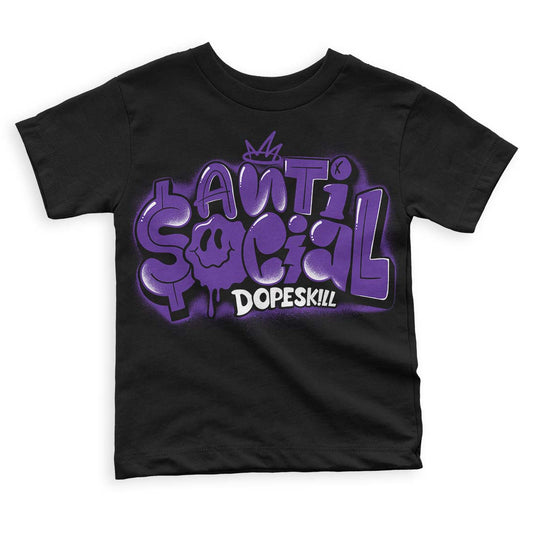 Court Purple 13s DopeSkill Toddler Kids T-shirt Anti Social Graphic - Black 