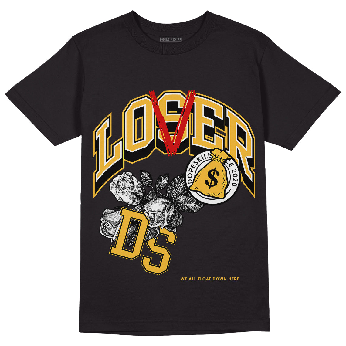 Taxi Yellow Black 8s DopeSkill T-Shirt Loser Lover Graphic - Black