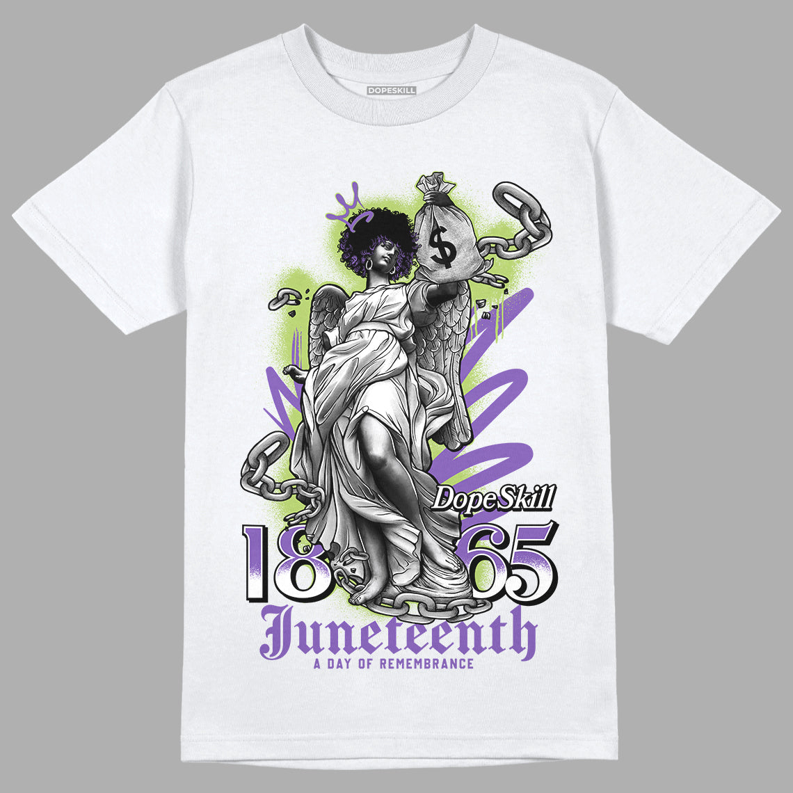 Jordan 4 Canyon Purple DopeSkill T-Shirt Juneteenth Graphic - White 