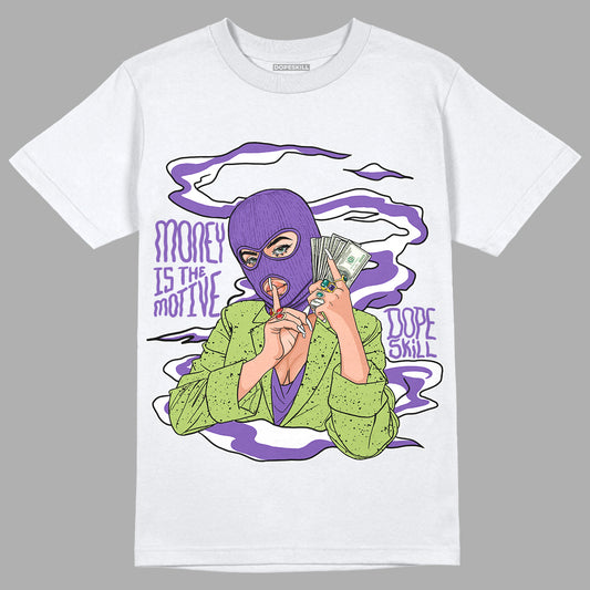 Jordan 4 Canyon Purple DopeSkill T-Shirt Money Is The Motive Graphic - White 