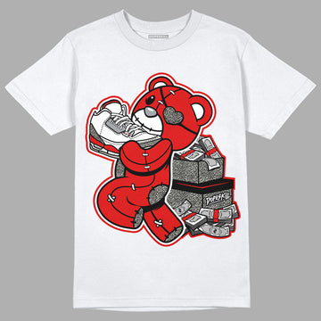 Fire Red 3s DopeSkill T-Shirt Bear Steals Sneaker Graphic - White 