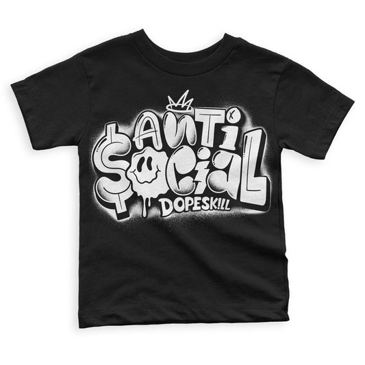 Panda White Black Dunk Low DopeSkill Toddler Kids T-shirt Anti Social Graphic - Black 