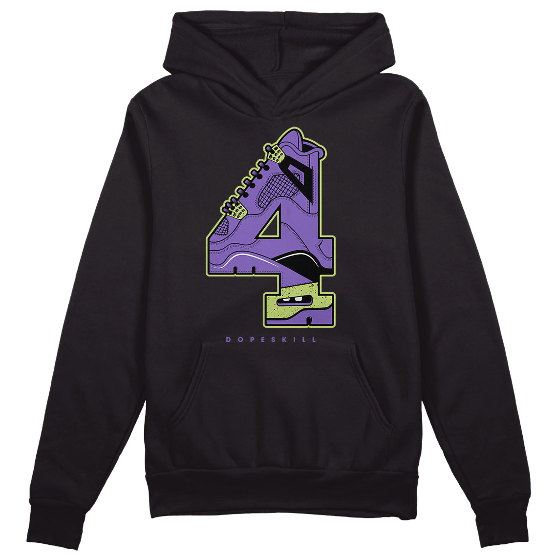 Jordan 4 Canyon Purple DopeSkill Hoodie Sweatshirt No.4 Graphic - Black