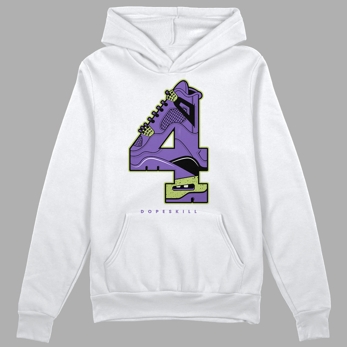 Jordan 4 Canyon Purple DopeSkill Hoodie Sweatshirt No.4 Graphic - White 