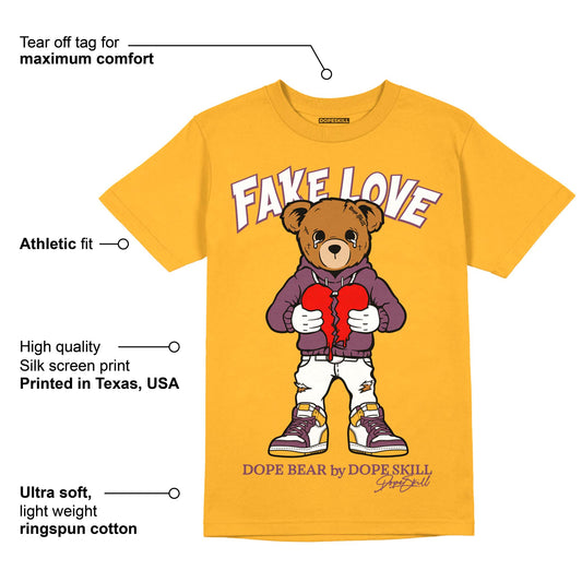 Brotherhood 1s High OG DopeSkill University Gold T-shirt Fake Love Graphic