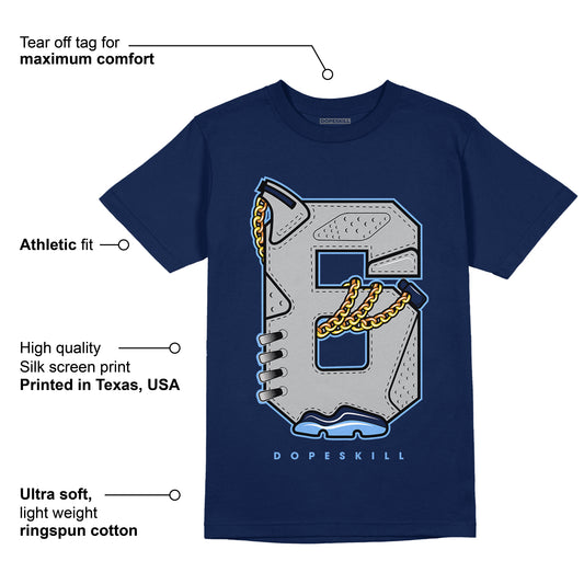 Georgetown 6s DopeSkill College Navy T-shirt Number No.6 Graphic