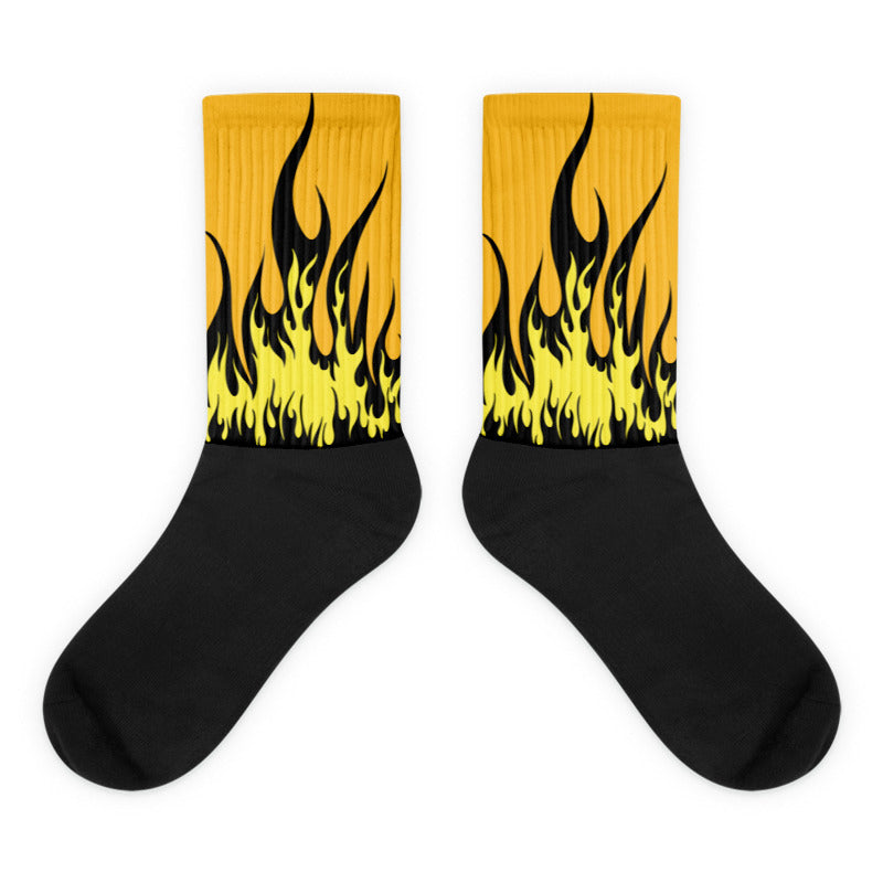 FIRE Sublimated Socks Match Taxi Yellow Black 8s