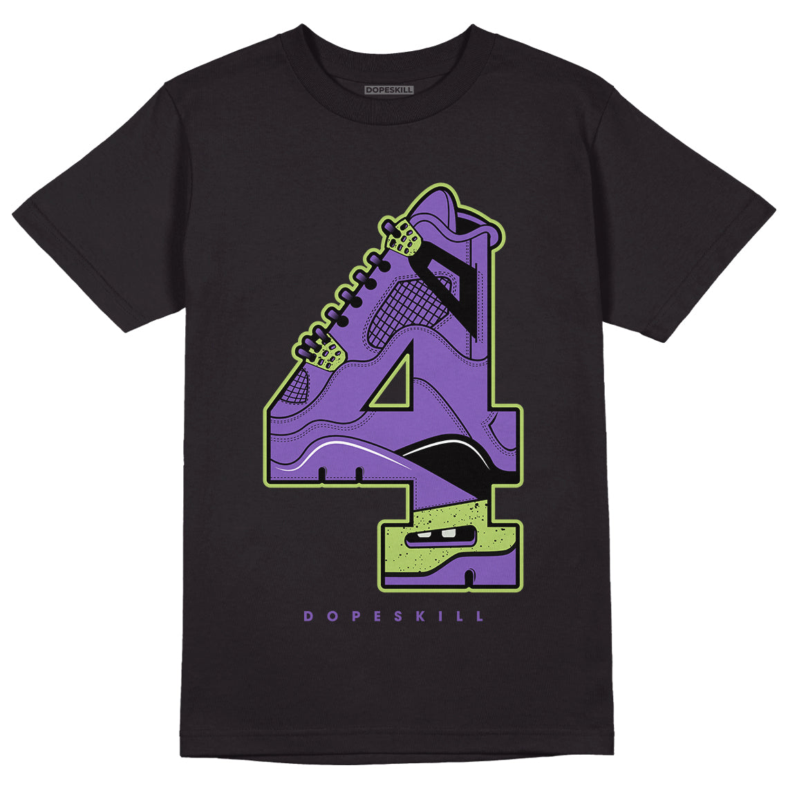 Jordan 4 Canyon Purple DopeSkill T-Shirt No.4 Graphic - Black