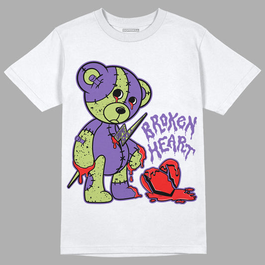 Jordan 4 Canyon Purple DopeSkill T-Shirt Broken Heart Graphic - White 