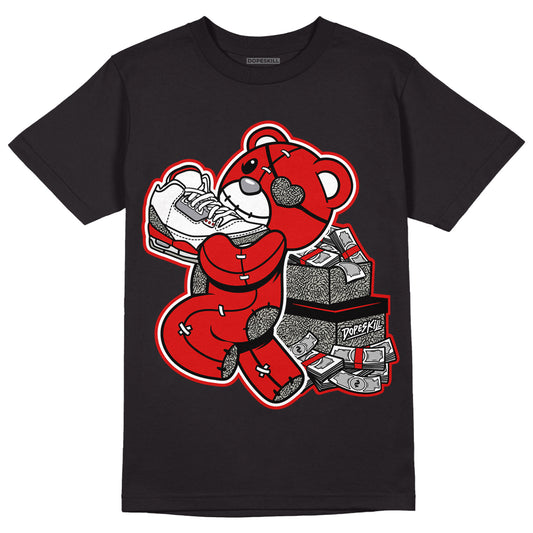 Fire Red 3s DopeSkill T-Shirt Bear Steals Sneaker Graphic - Black