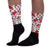 Fire Red 9s Sublimated Socks Mushroom Graphic