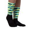 Aqua 5s Sublimated Socks Abstract Tiger Graphic