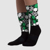 Lucky Green 3s DopeSkill Sublimated Socks Drawn Skulls Graphic