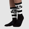 85 Black White 1s Sublimated Socks Horizontal Stripes Graphic