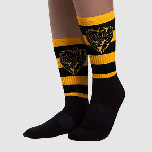 Black Taxi 12s Sublimated Socks Horizontal Stripes Graphic