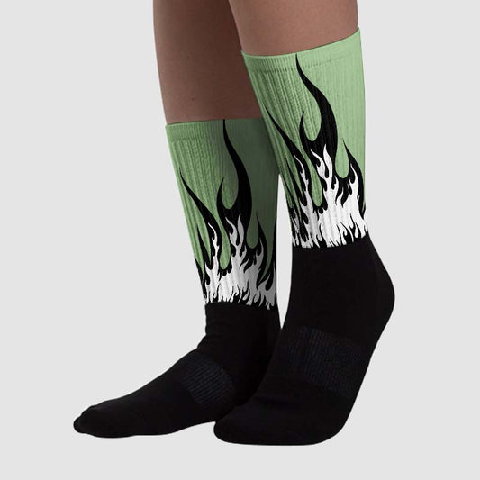 Seafoam 4s Sublimated Socks FIRE Graphic