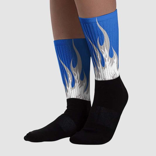 True Blue 1s Sublimated Socks FIRE Graphic