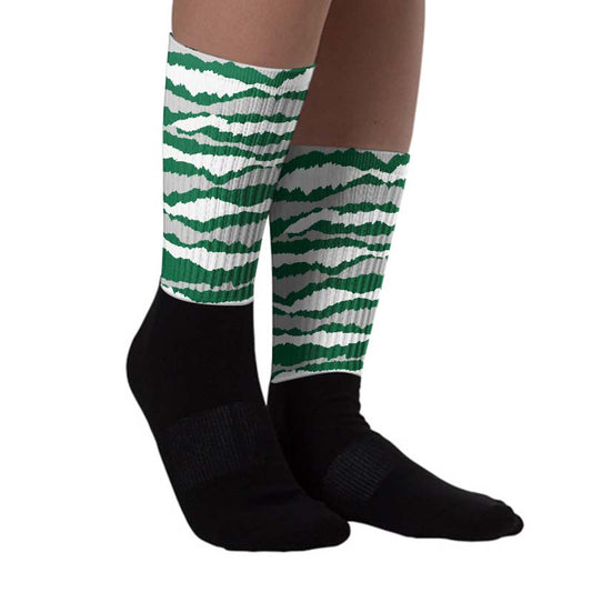 Gorge Green 1s Sublimated Socks Abstract Tiger Graphic