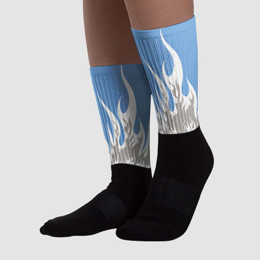 University Blue 5s Dopeskill Sublimated Socks FIRE Graphic