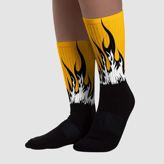 Goldenrod Dunk Sublimated Socks FIRE Graphic