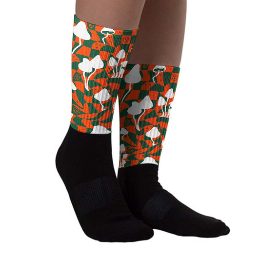 Dunk Low Team Dark Green Orange Sublimated Socks Mushroom Graphic