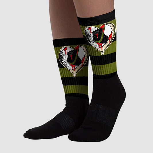 Olive 1s Low OG DopeSkill Sublimated Socks Horizontal Stripes Graphic