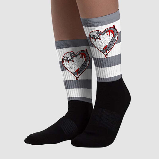 Fire Red 9s Sublimated Socks Horizontal Stripes Graphic