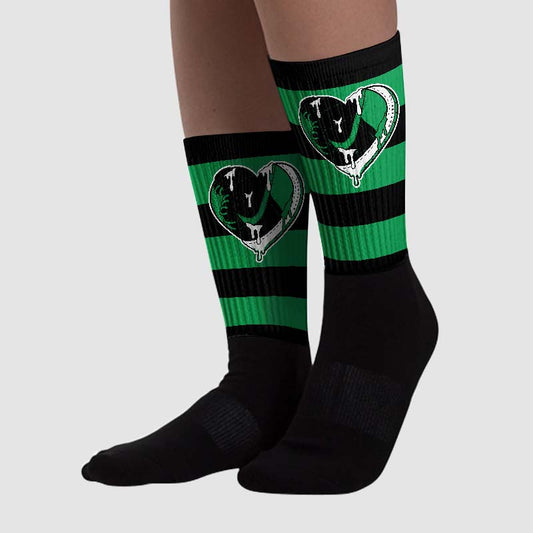 Lucky Green 1s Low DopeSkill Sublimated Socks Horizontal Stripes Graphic