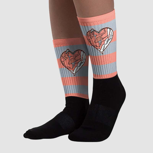 Crimson Bliss 5s Sublimated Socks Horizontal Stripes Graphic