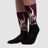 Dunk Low Night Maroon and Medium Soft Pink Sublimated Socks FIRE Graphic