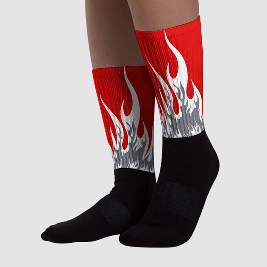 Gym Red 9s Sublimated Socks FIRE Graphic