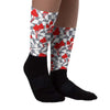 Fire Red 9s Sublimated Socks Mushroom Graphic