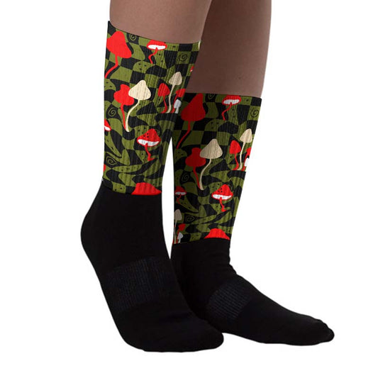 Olive 1s Low OG DopeSkill Sublimated Socks Mushroom Graphic