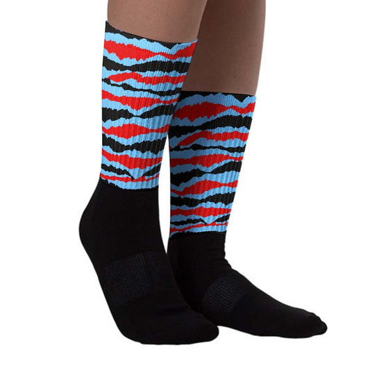 Cactus Jack 4s Sublimated Socks Abstract Tiger Graphic