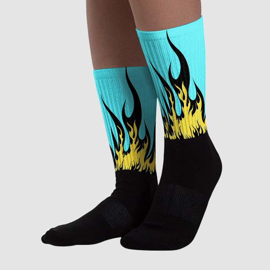 Aqua 5s Sublimated Socks FIRE Graphic