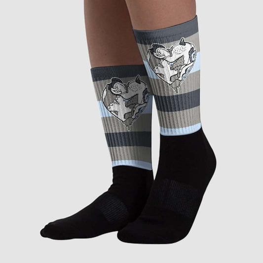 Cool Grey 6s Sublimated Socks Horizontal Stripes Graphic