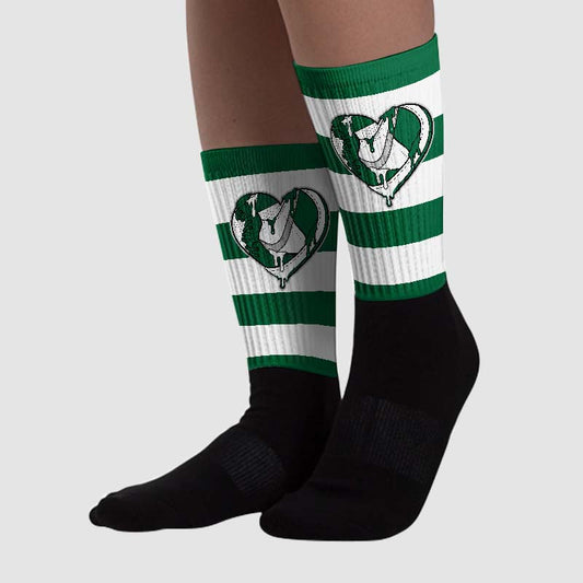 Gorge Green 1s Sublimated Socks Horizontal Stripes Graphic