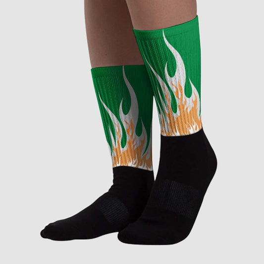 Pine Green 4s DopeSkill Sublimated Socks FIRE Graphic