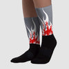 Fire Red 9s Sublimated Socks FIRE Graphic