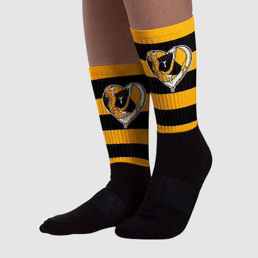 Goldenrod Dunk Sublimated Socks Horizontal Stripes Graphic