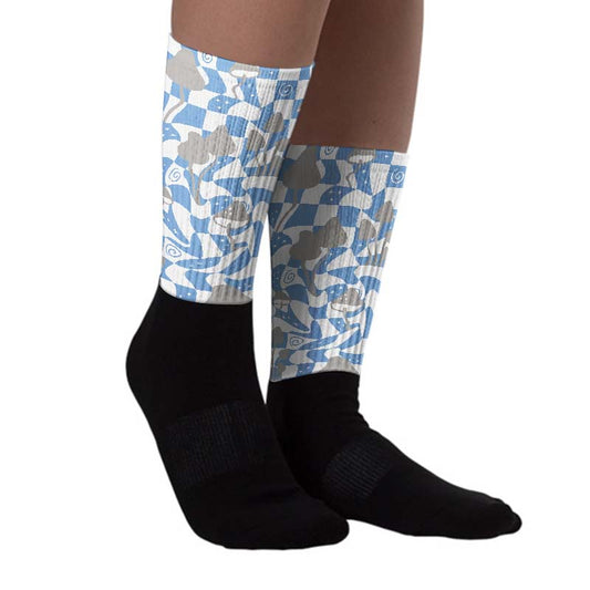 University Blue 5s Dopeskill Sublimated Socks Mushroom Graphic