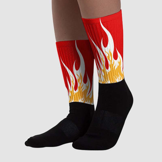 Dunk Low Gym Red Sublimated Socks FIRE Graphic