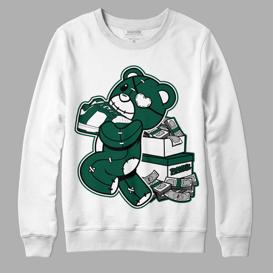 Lottery Pack Malachite Green Dunk Low DopeSkill Sweatshirt Bear Steals Sneaker Graphic - White