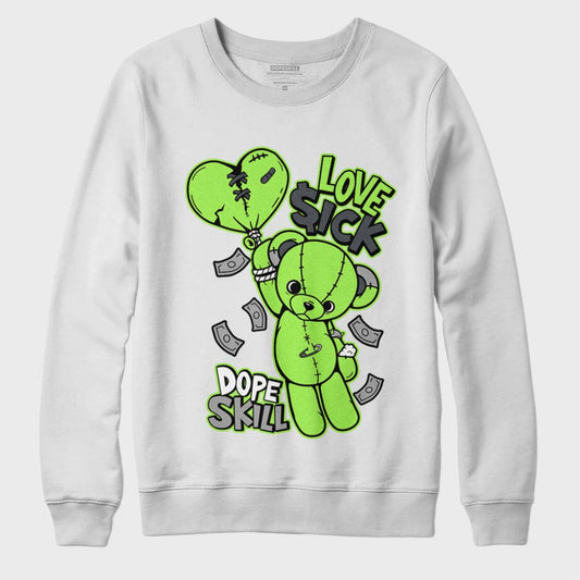 Jordan 5 Green Bean DopeSkill Sweatshirt Love Sick Graphic - White 