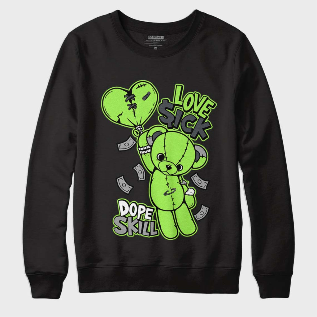 Jordan 5 Green Bean DopeSkill Sweatshirt Love Sick Graphic - Black