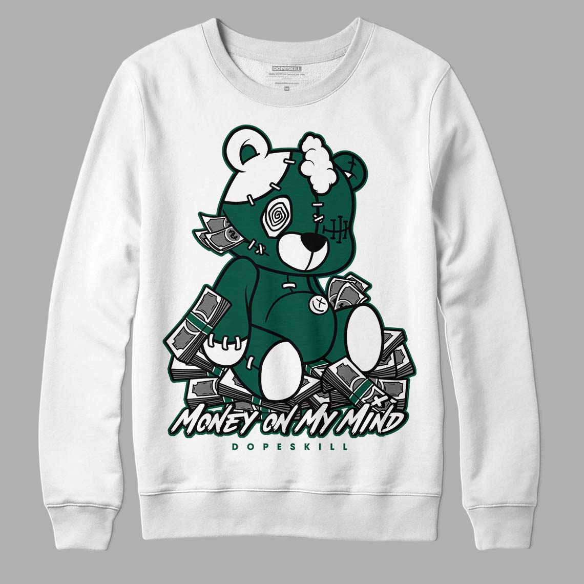 Lottery Pack Malachite Green Dunk Low DopeSkill Sweatshirt MOMM Bear Graphic - White