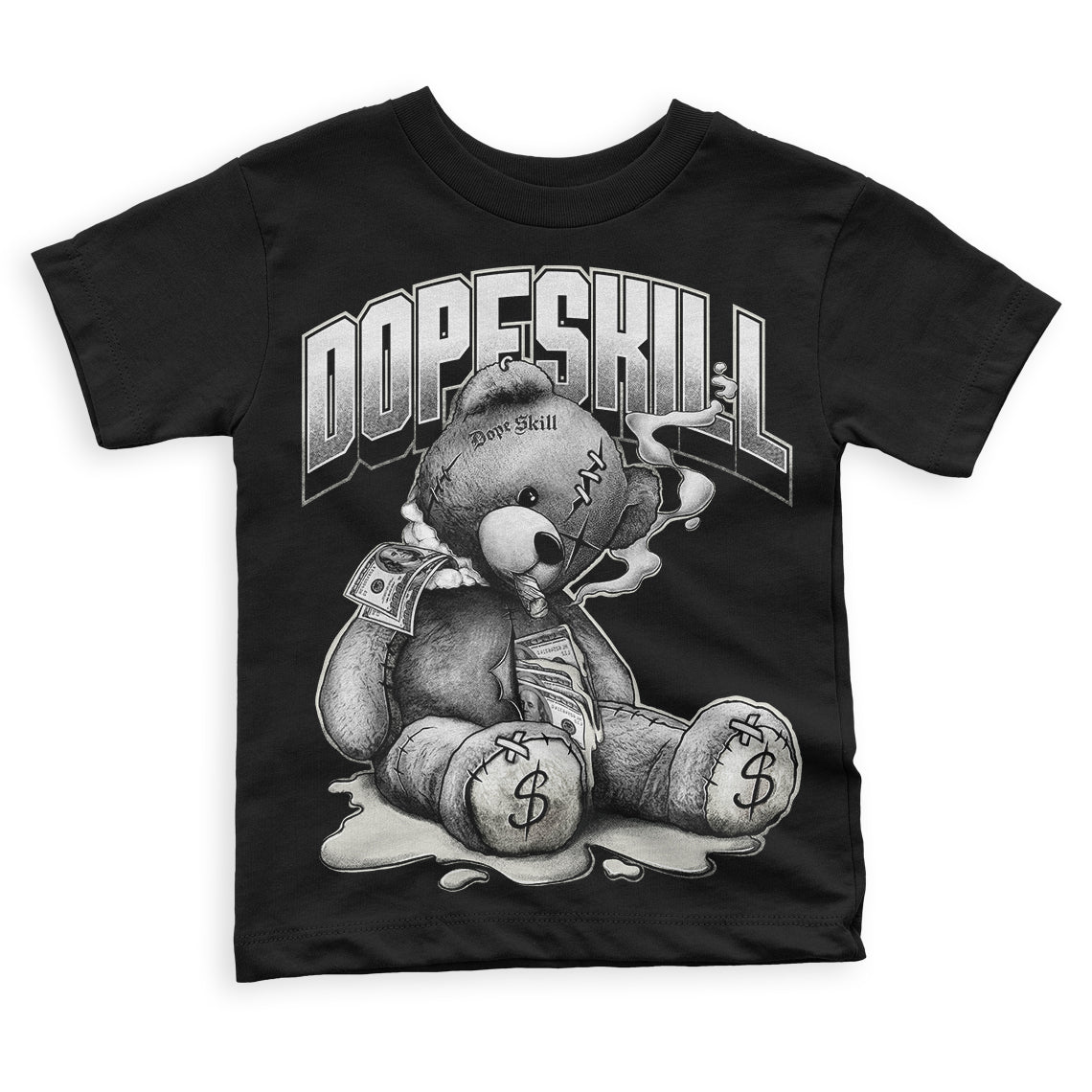 Military Black 4s DopeSkill Toddler Kids T-shirt Sick Bear Graphic - Black